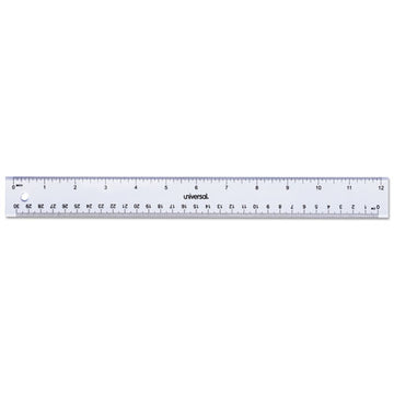 Universal® Clear Plastic Ruler, Standard-metric, 12" Long, Clear freeshipping - TVN Wholesale